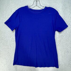 Nine West Women's Short Sleeve Blue Ribbed Knit Top Tee Sz Small